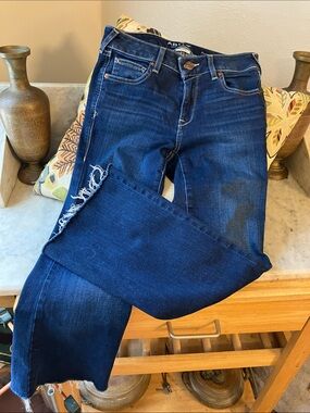 Ariat Dark Blue Flare Jeans with Distressed Hem